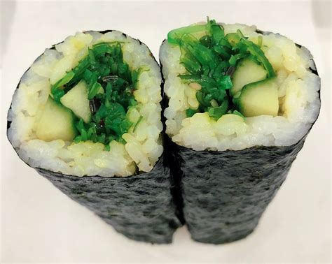 Seaweed Salad Cucumber White Rice Twin Roll - Sushi Gallery