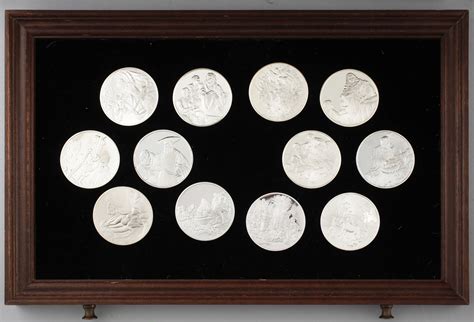 A silver coin collection, 50 pieces, Franklin Mint AB, 1970s, weight ca 3280 g. - Bukowskis