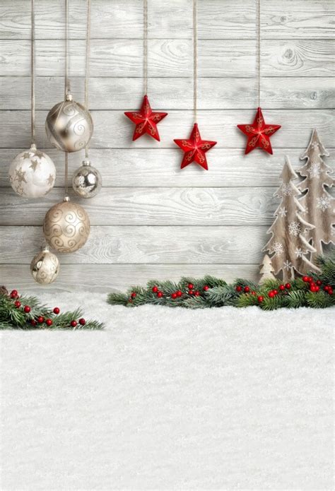 Christmas Photography Backdrops Wood Wall Christmas Ornaments On The ...