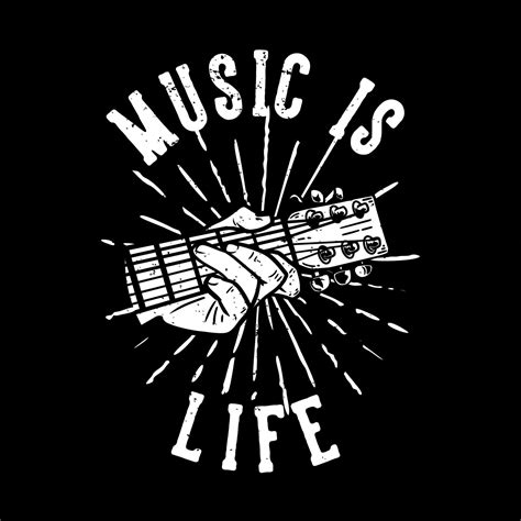 T-shirt design slogan typography music is life with guitar playing ...