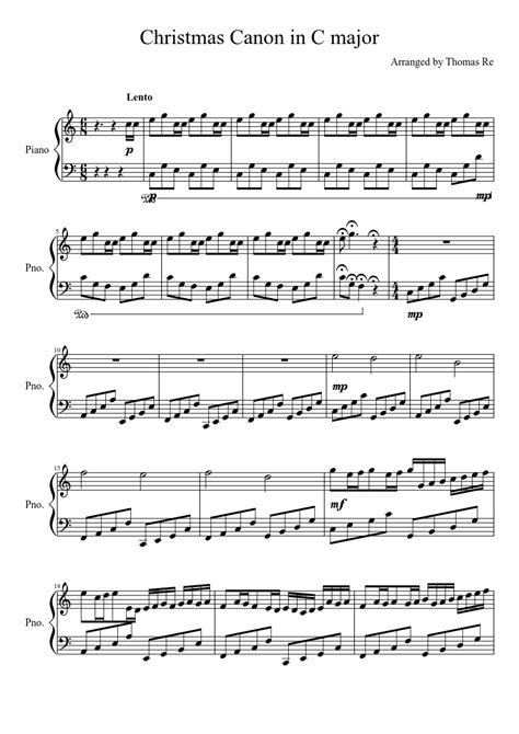 Christmas Canon in C major sheet music download free in PDF or MIDI