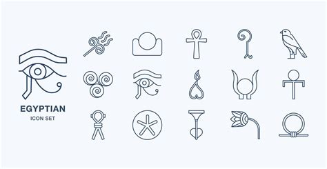 Ancient Egyptian symbols outline icon set 10397368 Vector Art at Vecteezy