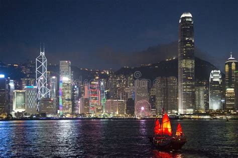 Hongkong Victoria Harbor Night View China Editorial Photography - Image ...