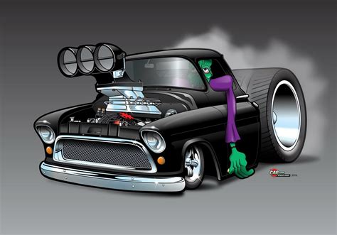 ( 2018 ☆ CARTOON HOT ROD ⛽ ☆ ) #Hotrodsclassiccars | Truck art, Art cars, Car cartoon