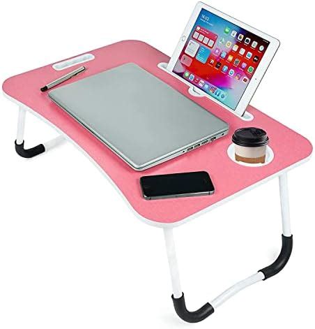 AUNO Stylish Multi-Purpose Portable Laptop Table, Foldable Wooden Desk for Bed Tray, Laptop ...
