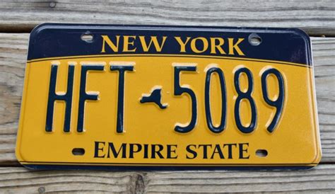 New York Blue Gold License Plate The Empire State - New York - States N - State - Territory