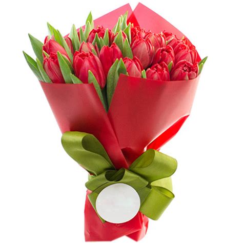 Delivery 18 Fresh Red Tulips in Bouquet to Manila Philippines