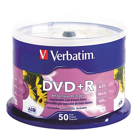 VERBATIM, 4.7 GB Capacity, 16x, DVD+R Disc - 14F855|VER95136 - Grainger