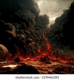 Hellish Landscape Hell Landscape Portrayal Hell Stock Illustration ...