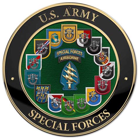 U.S. Special Forces SF Group all metal Sign with SSI and Flashes 14" Round | North Bay Listings