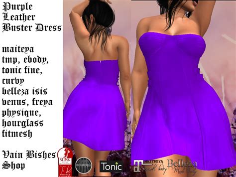 Second Life Marketplace - purple leather buster dress