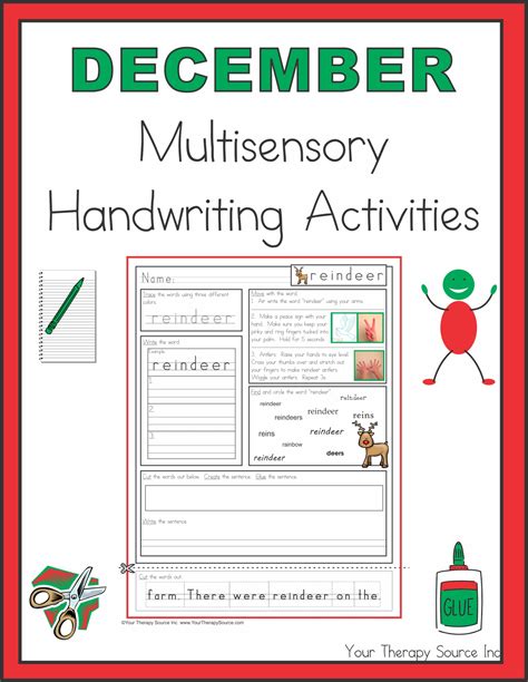 December Multisensory Handwriting Activities - Your Therapy Source