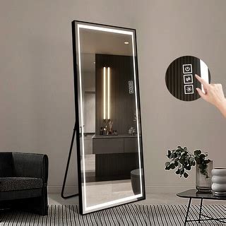 LED Mirror Full Length Mirror with Lights - Black - Bed Bath & Beyond ...