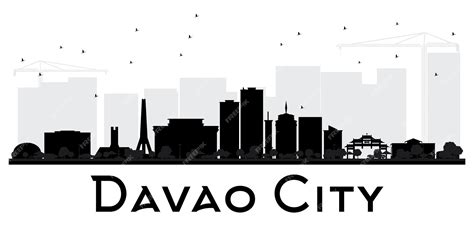 Premium Vector | Davao city skyline black and white silhouette. vector illustration. simple flat ...