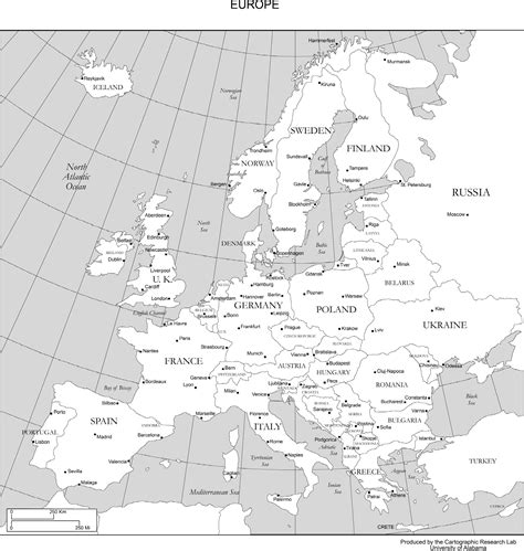 Europe On World Map Black And White