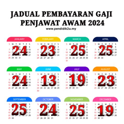 Jadual Pembayaran Gaji Penjawat Awam 2024 - Pendidik2u