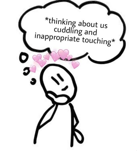 a thought bubble with an image of a person thinking about cuddling and inappropriate touching