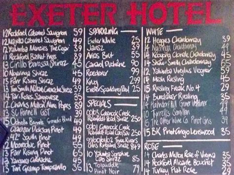 Exeter Hotel Menu, Menu for Exeter Hotel, City Centre, Adelaide - Urbanspoon/Zomato