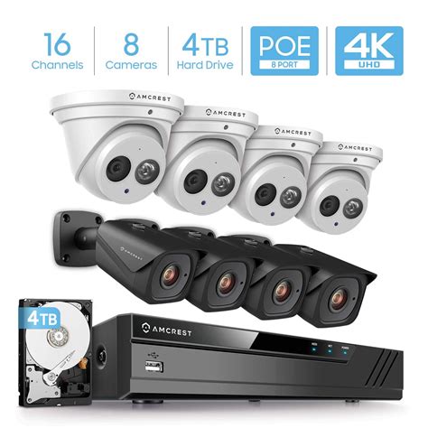 Amcrest 4K Security Camera System w/ 4K 16CH (8-Port PoE) NVR, (8) x 4K IP67 Weatherproof Metal ...