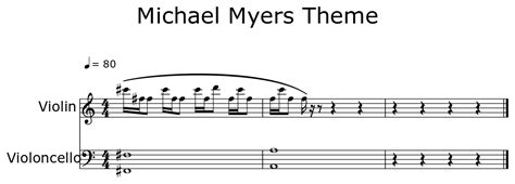 Michael Myers Theme - Sheet music for Violin, Cello