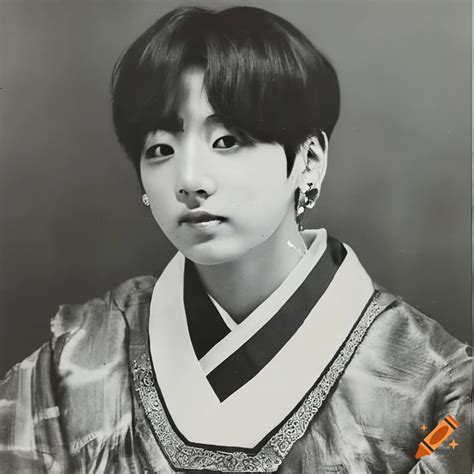 Vintage portrait of jungkook from bts wearing traditional korean ...