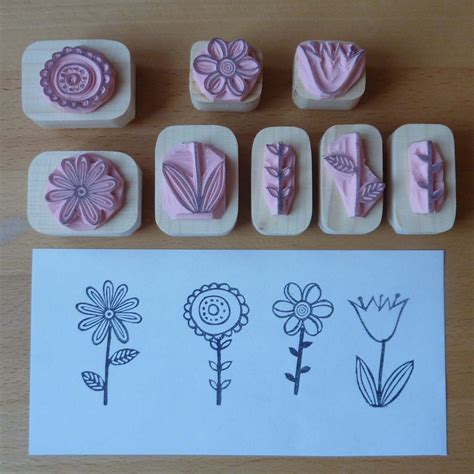 Razítka květinová sada | Flower rubber stamps, Art tutorials drawing ...