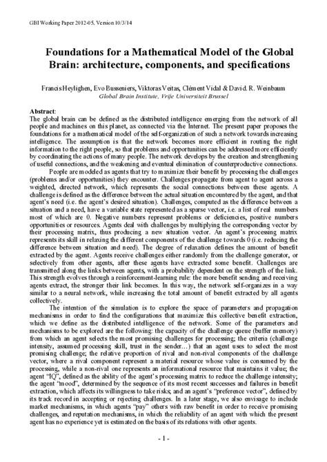 (PDF) Foundations for a Mathematical Model of the Global Brain: architecture, components, and ...