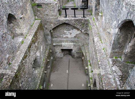 BLARNEY, IRELAND. JUNE 13, 2022. Interior view of the destroyed Blarney ...