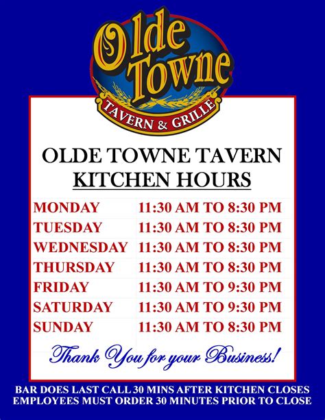 KITCHEN HOURS 2020-MAY - Olde Towne Tavern And GrilleOlde Towne Tavern ...