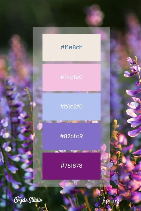 Spring Color Palette (2/9) in 2022 | Spring color palette, Hex color palette, Purple color palettes
