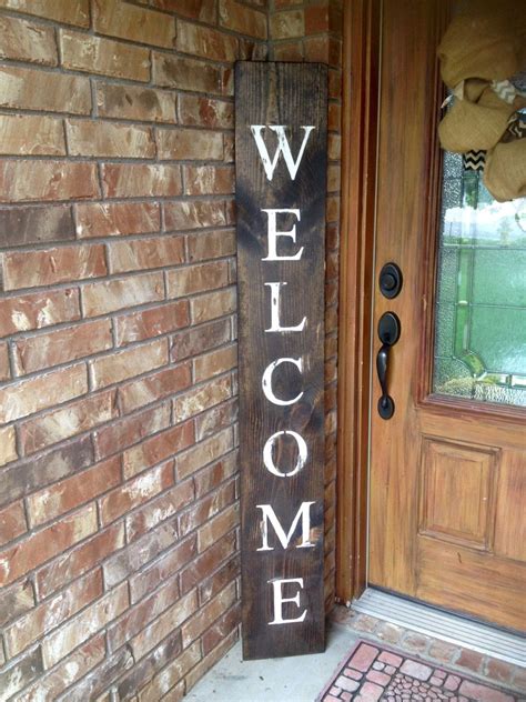 WELCOME SIGN RUSTIC Wood welcome sign front door welcome | Etsy | Front porch christmas decor ...