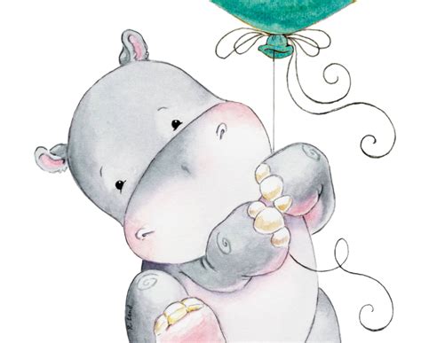 Hippopotamus, Hippo, Watercolor Hippo, Baby Hippo, Watercolor Nursery, Nursery Decor, Nursery ...