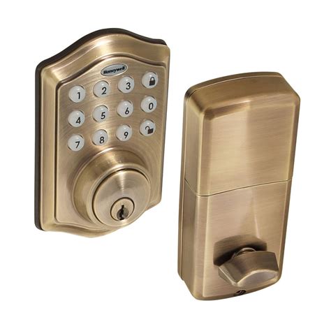 Honeywell 8712109 Electronic Deadbolt Door Lock with Keypad in Antique Brass | Honeywell Store