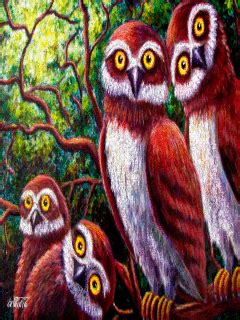 Pin by Carol Sego on Cute and Funny Gifs / Animations☺ | Owl painting, Painting wallpaper, Most ...