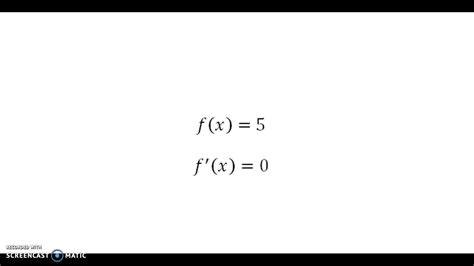 Derivada función constante f(x)=5 - YouTube