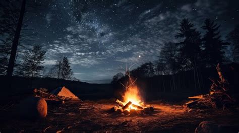 Premium AI Image | Night Camping in the Forest Tent