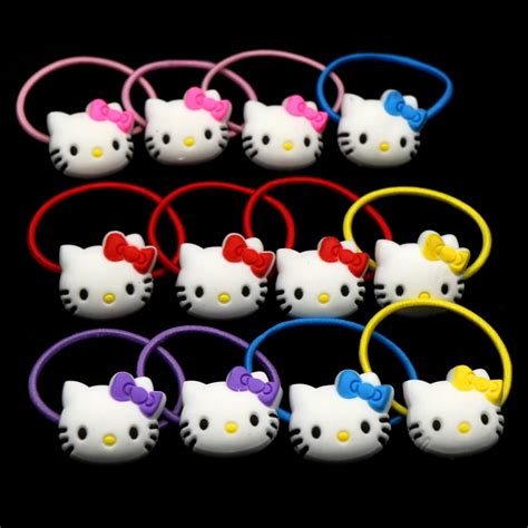 Hot Sale PVC Hello Kitty Elastic Hair Bands Hair Clips For Girls Cute ...