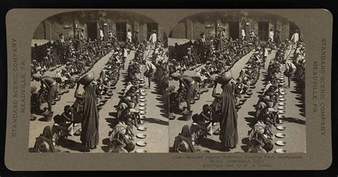 Rescued famine sufferers awaiting food - government relief, Ahmedabad ...