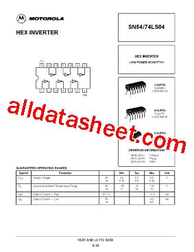 SN74LS04N Datasheet(PDF) - Motorola, Inc