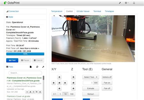 OctoPrint for the 3d printer – Brian’s Blog