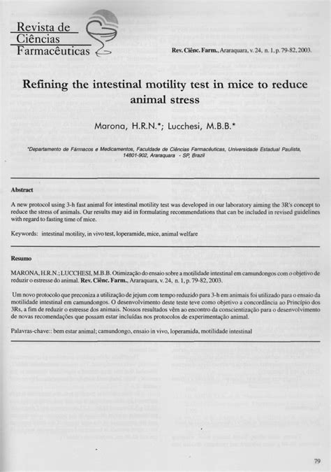 (PDF) Refining the intestinal motility test in mice to reduce animal stress