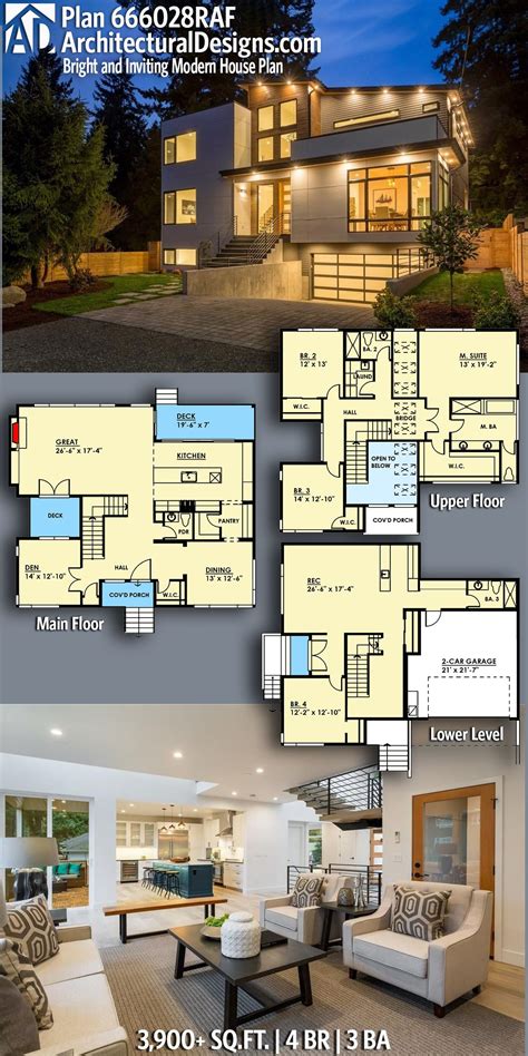 the floor plan for this modern house is very large and has lots of ...