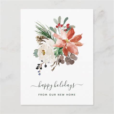 Change of Address at Christmas | Holiday Floral | Zazzle