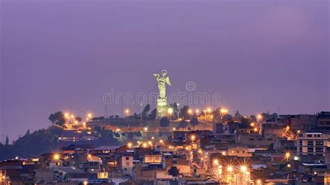 El Panecillo During The Night, Lit In A Blue Color Stock Image - Image ...