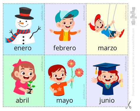 Meses del Año | Flashcards con los meses en inglés, francés, español..