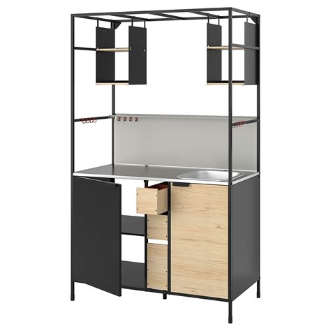 ÄSPINGE kitchenette black/ash 120x60x202 cm | IKEA Lietuva