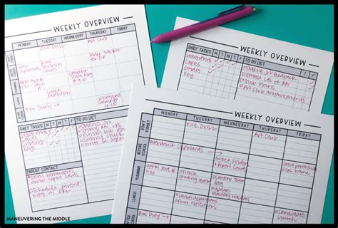 Teacher Planner Printables - Maneuvering the Middle