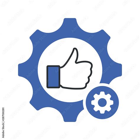 Quality control symbol with thumb up in gear sign. Quality management ...