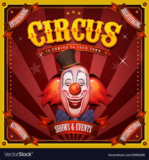 Vintage circus poster with clown head Royalty Free Vector