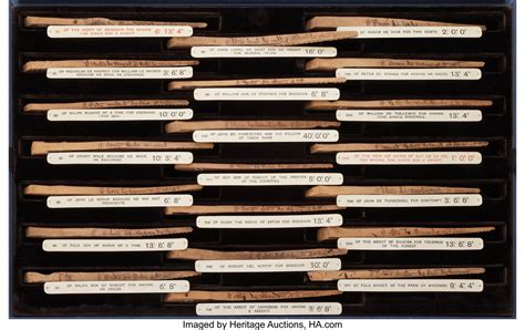 Medieval Tally Sticks. A collection of 21 original wooden tally | Lot #1151 | Heritage Auctions